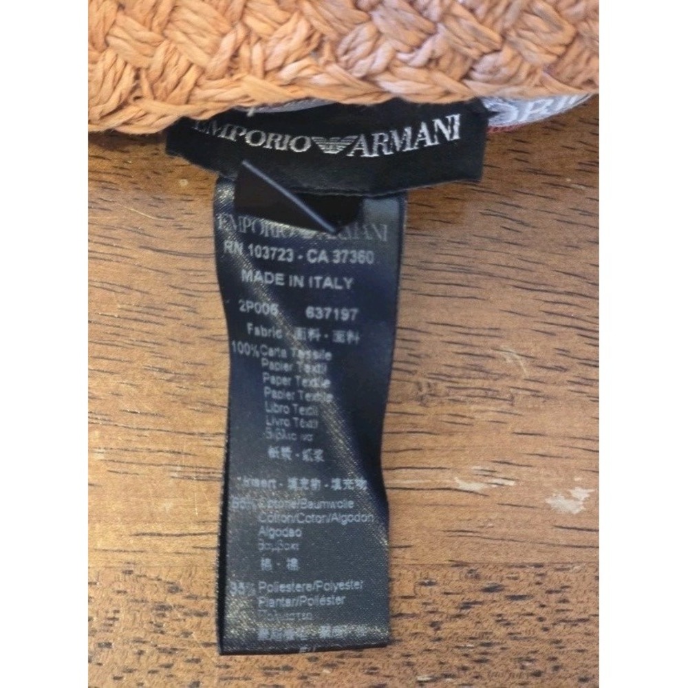 Emporio Armani Women's Orange Paper Bucket Hat Beige Bow Logo Size 57 - Picture 5 of 6